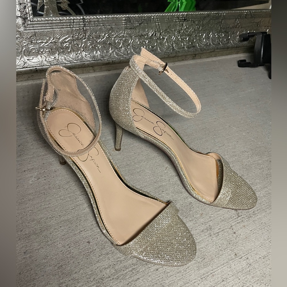 Jessica Simpson Gold Stiletto Heel